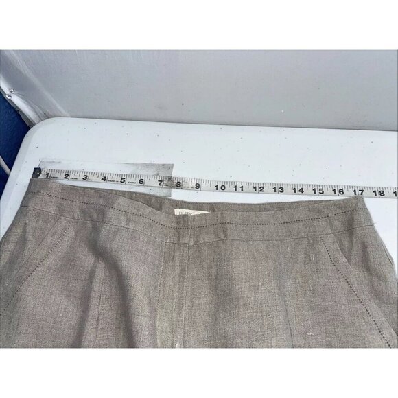 Eileen Fisher Pants Womens size L Tan Linen straight Leg Crop pockets organic - Picture 4 of 11